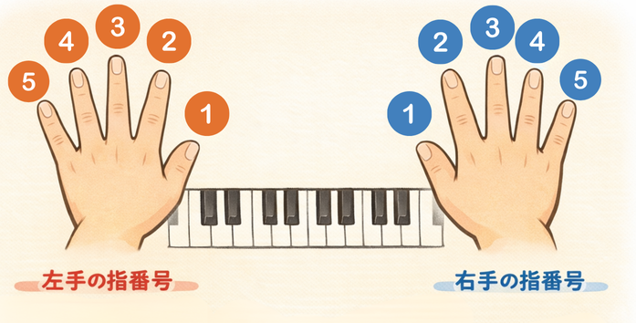指番号の数え方を図示した様子
